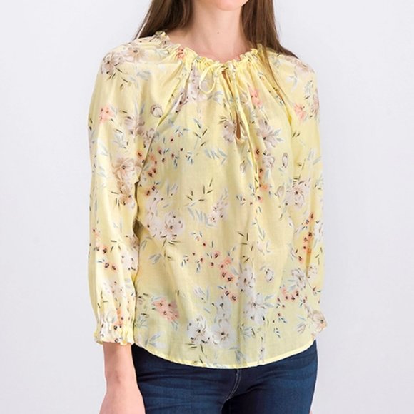 Velvet by Graham & Spencer Tops - Velvet by Graham and Spencer Yellow Floral Blouse